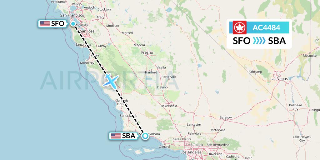 AC4484 Air Canada Flight Map: San Francisco to Santa Barbara