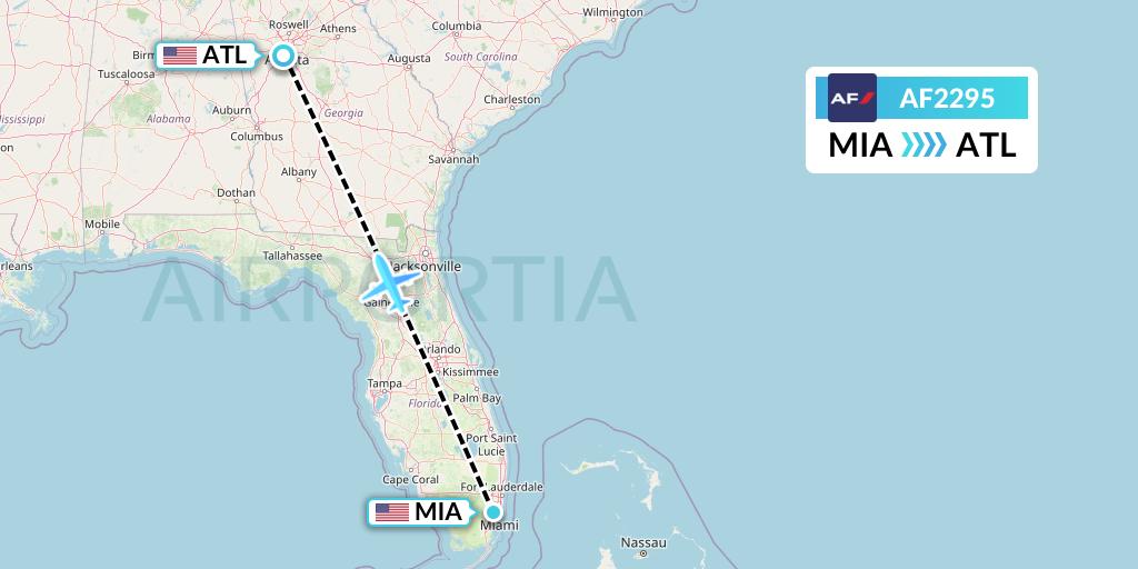 AF2295 Air France Flight Map: Miami to Atlanta