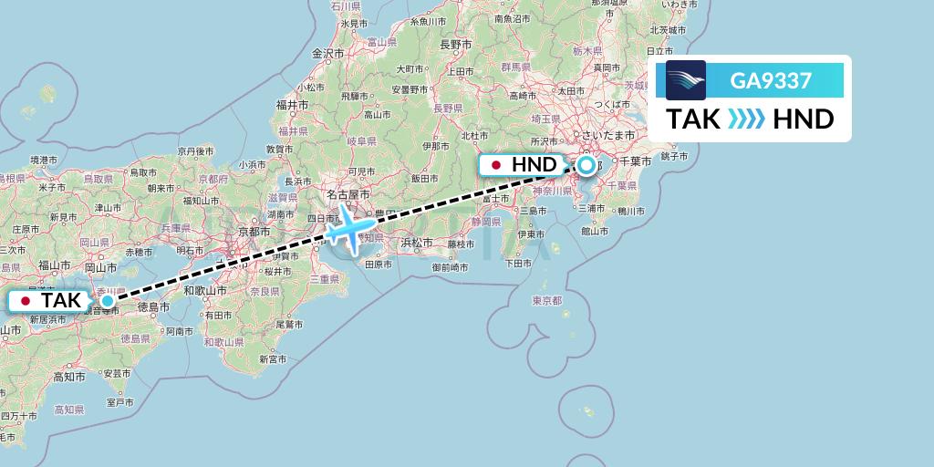 GA9337 Garuda Indonesia Flight Map: Takamatsu to Tokyo