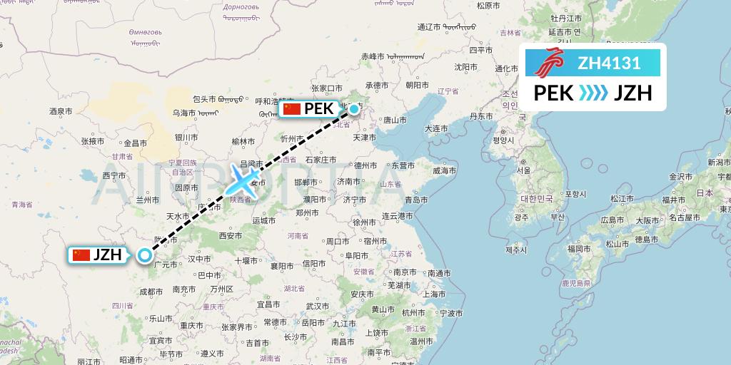 ZH4131 Shenzhen Airlines Flight Map: Beijing to Songpan