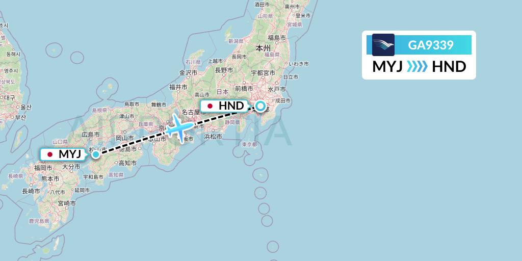 GA9339 Garuda Indonesia Flight Map: Matsuyama to Tokyo