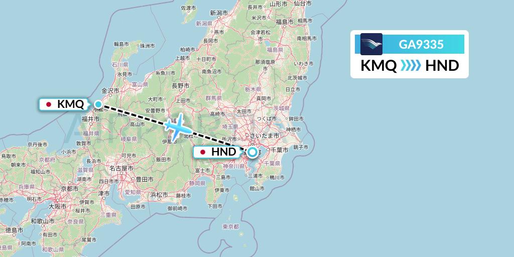 GA9335 Garuda Indonesia Flight Map: Komatsu to Tokyo