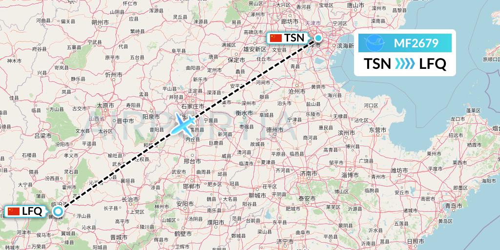 MF2679 Xiamen Airlines Flight Map: Tianjin to Yulin