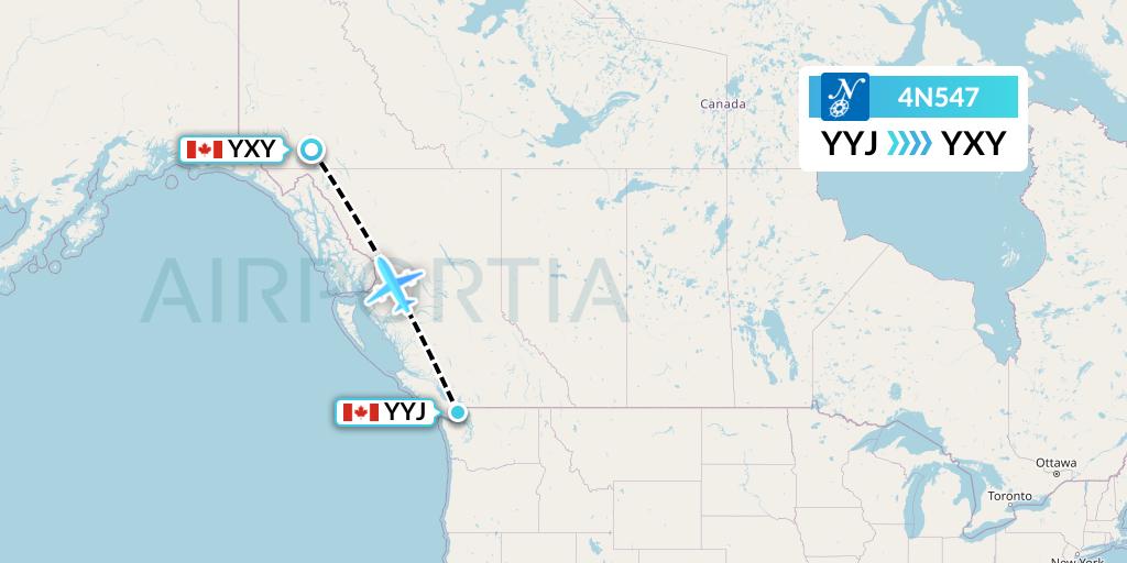 4N547 Air North Flight Map: Victoria to Whitehorse
