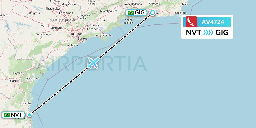 AV4724 Avianca Flight Map: Navegantes to Rio de Janeiro
