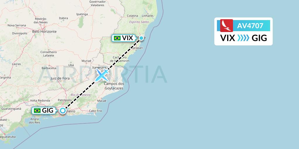 AV4707 Avianca Flight Map: Vitoria to Rio de Janeiro