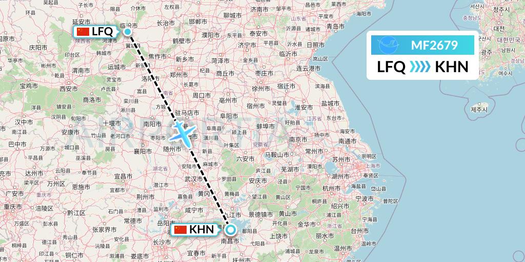 MF2679 Xiamen Airlines Flight Map: Yulin to Nanchang