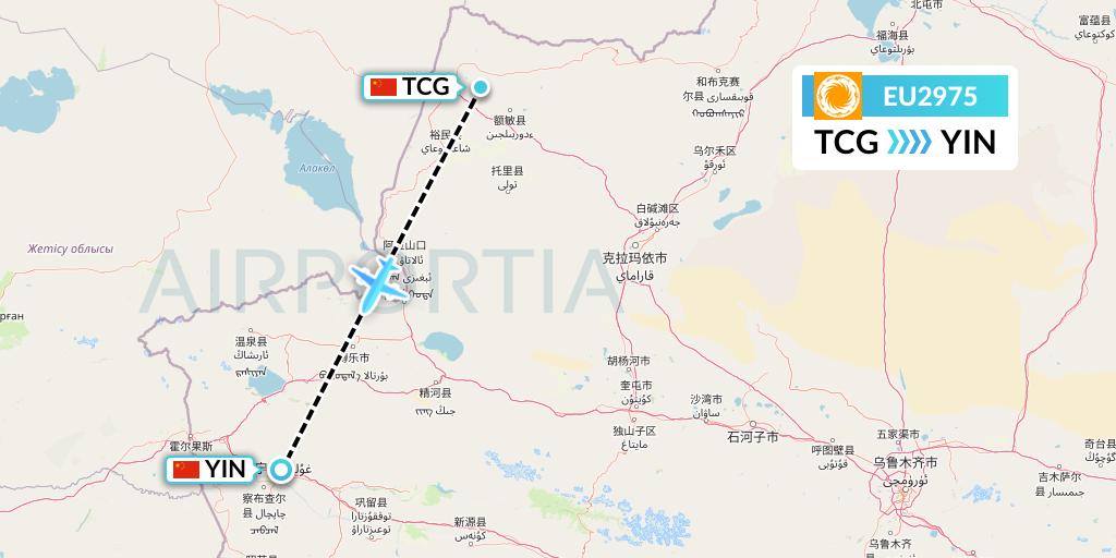 EU2975 Chengdu Airlines Flight Map: Tacheng to Yining