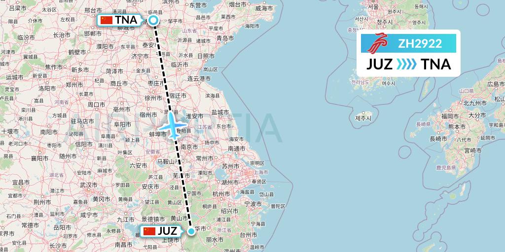 ZH2922 Shenzhen Airlines Flight Map: Quzhou to Jinan