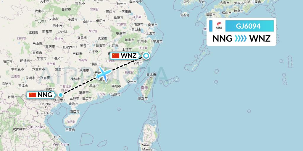 GJ6094 Loong Airlines Flight Map: Nanning to Wenzhou