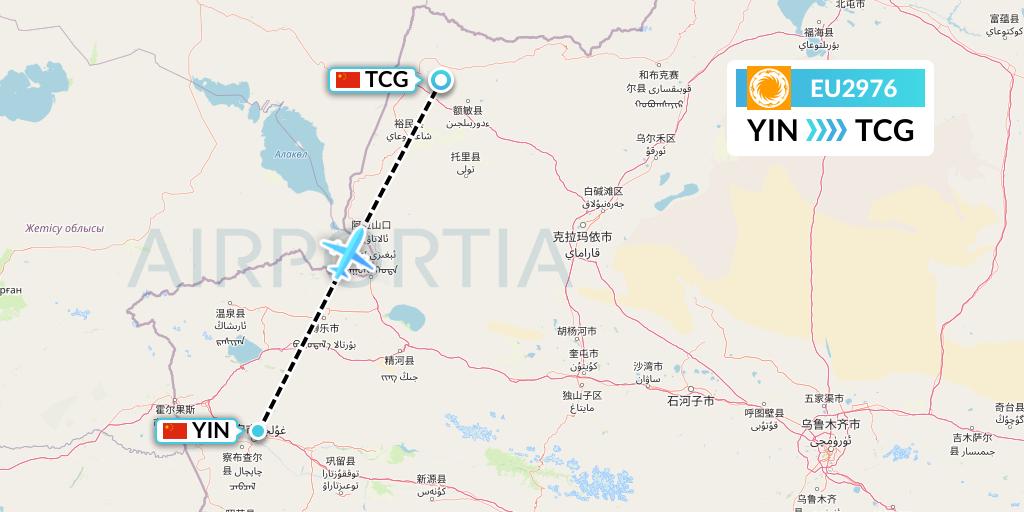 EU2976 Chengdu Airlines Flight Map: Yining to Tacheng