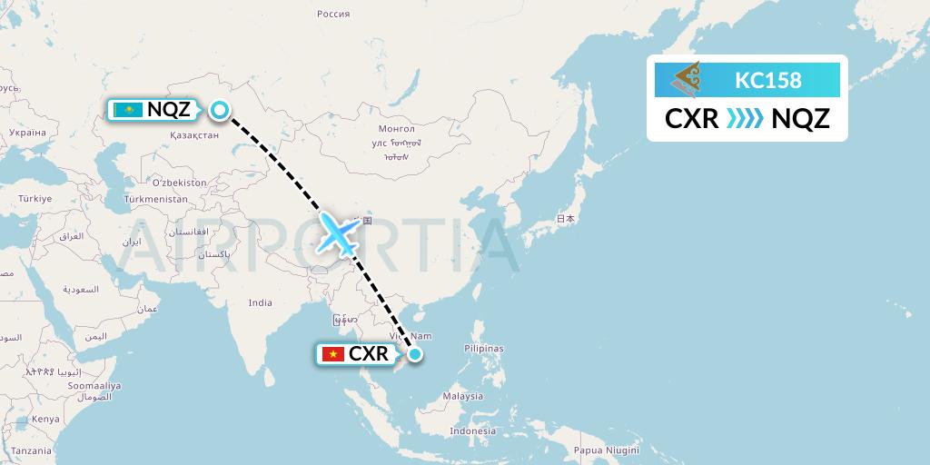 KC158 Air Astana Flight Map: Nha Trang to Astana