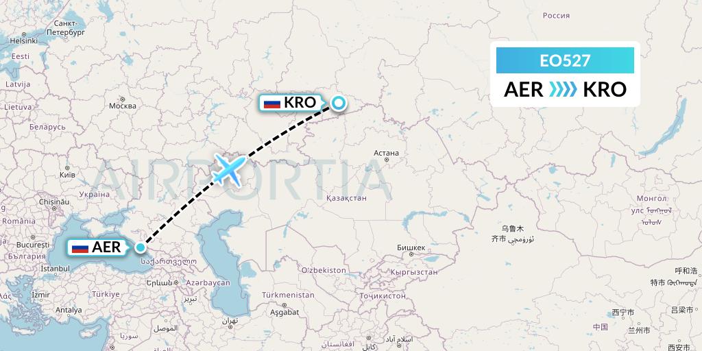 EO527 Pegas Fly Flight Map: Sochi to Kurgan