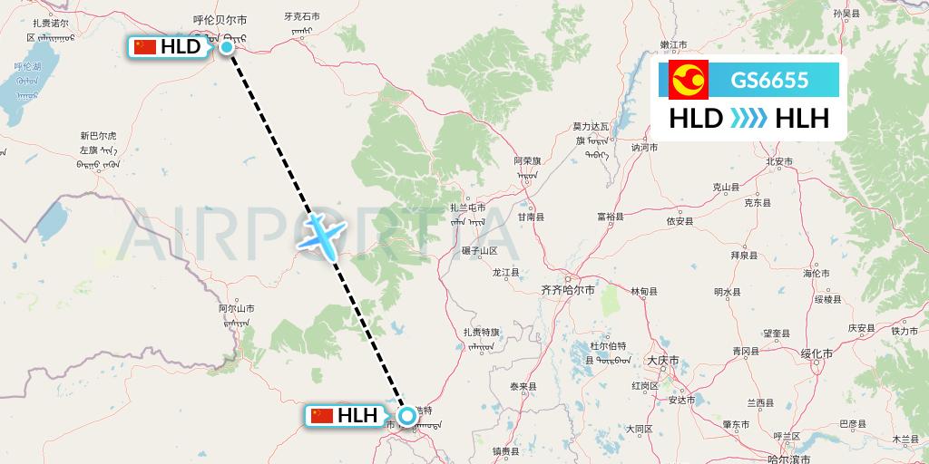 GS6655 Tianjin Airlines Flight Map: Hailar to Ulanhot