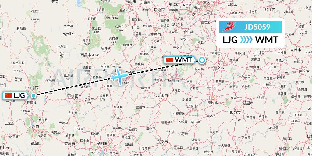 JD5059 Capital Airlines Flight Map: Lijiang to Zunyi