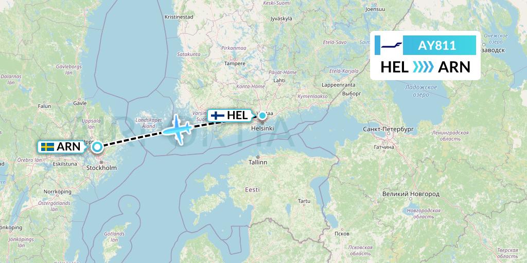 AY811 Finnair Flight Map: Helsinki to Stockholm