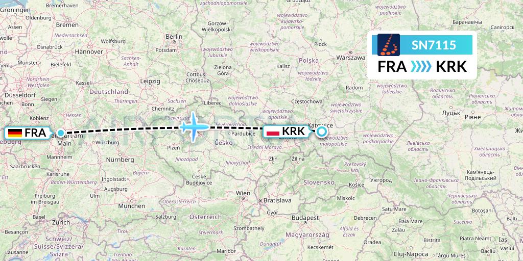 SN7115 Brussels Airlines Flight Map: Frankfurt to Krakow