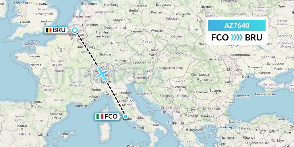 AZ7640 ITA Airways Flight Map: Rome to Brussels