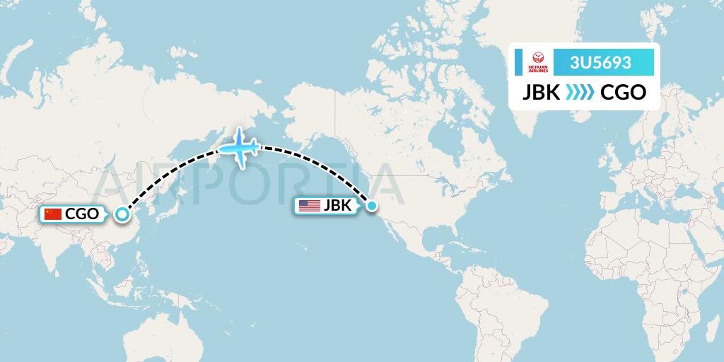 3U5693 Sichuan Airlines Flight Map: Berkeley to Zhengzhou