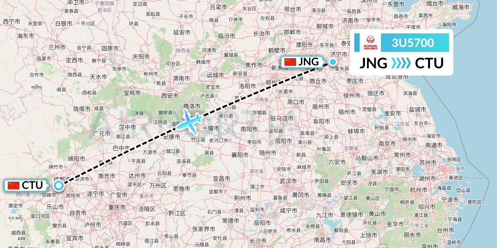 3U5700 Sichuan Airlines Flight Map: Jining to Chengdu