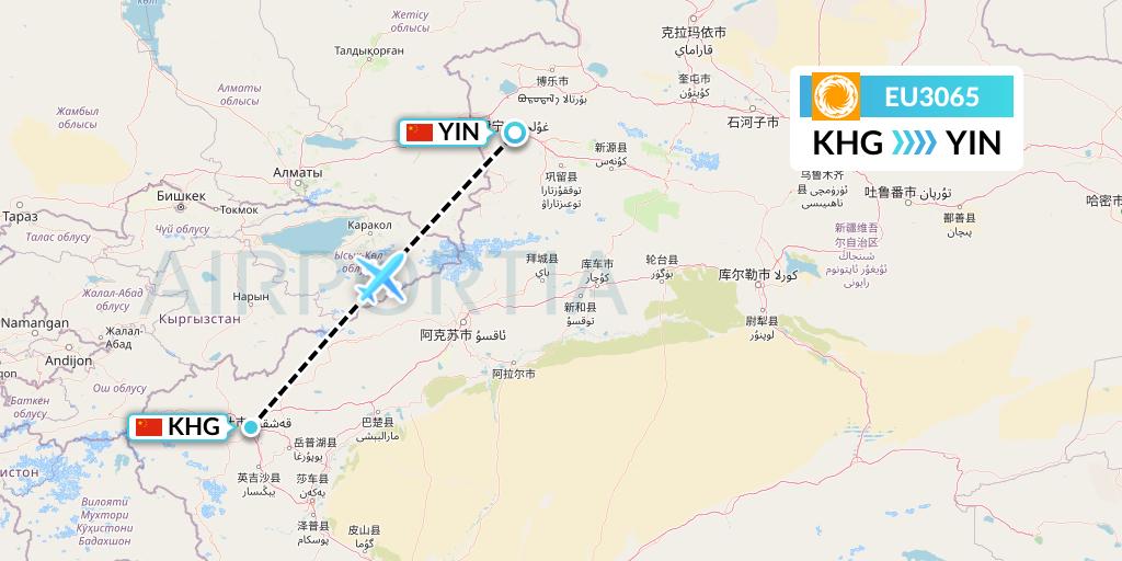 EU3065 Chengdu Airlines Flight Map: Kashgar to Yining