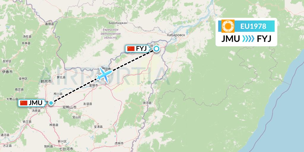 EU1978 Chengdu Airlines Flight Map: Jiamusi to Fuyuan