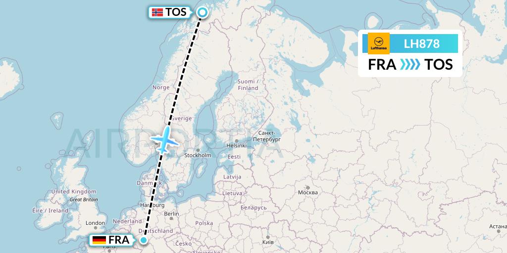 LH878 Lufthansa Flight Map: Frankfurt to Tromso