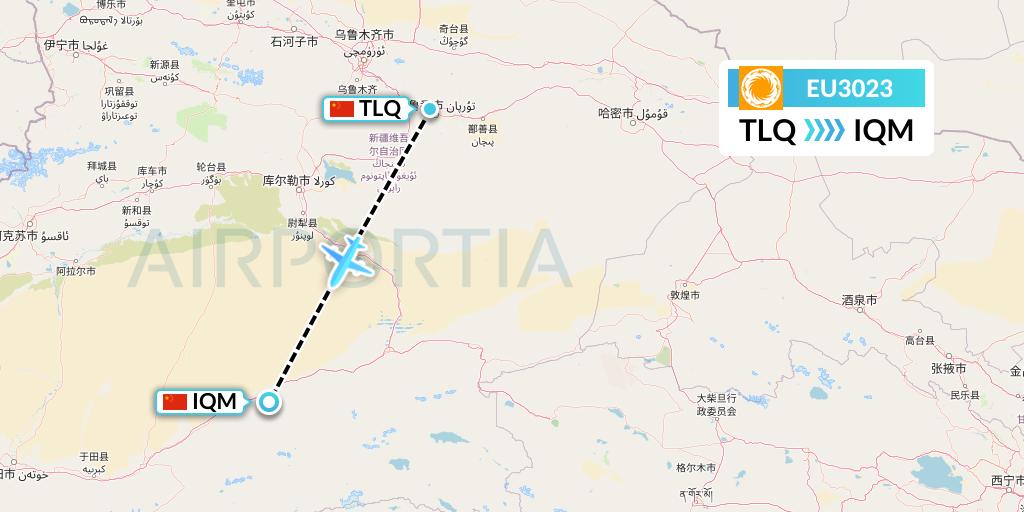EU3023 Chengdu Airlines Flight Map: Turpan to Qiemo
