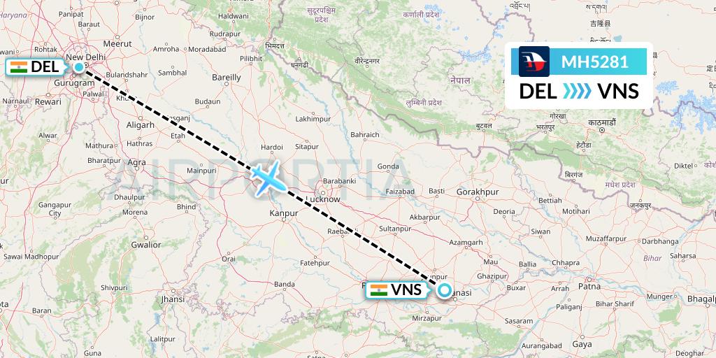 MH5281 Malaysia Airlines Flight Map: Delhi to Varanasi