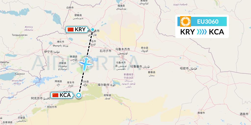 EU3060 Chengdu Airlines Flight Map: Karamay to Kuqa