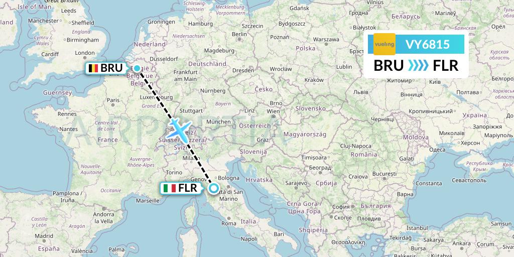 VY6815 Vueling Flight Map: Brussels to Florence
