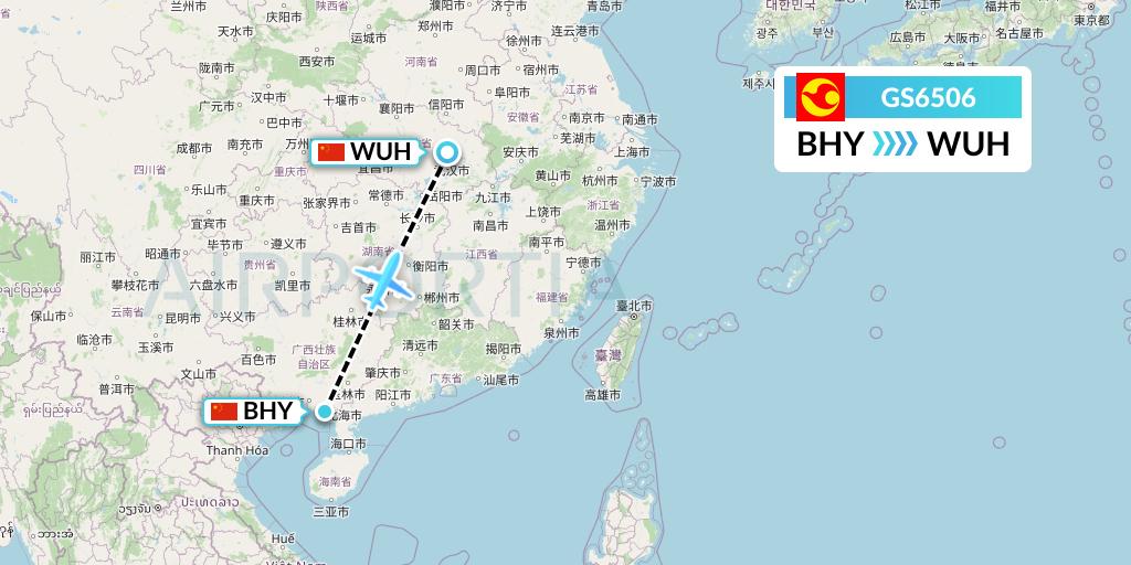 GS6506 Tianjin Airlines Flight Map: Beihai to Wuhan