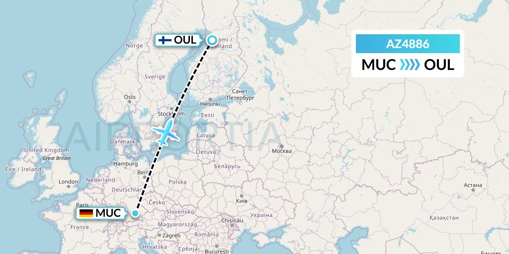 AZ4886 ITA Airways Flight Map: Munich to Oulu