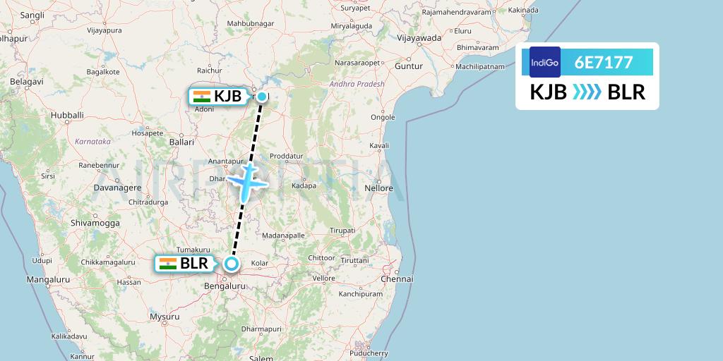 6E7177 IndiGo Airlines Flight Map: Bellary to Bangalore