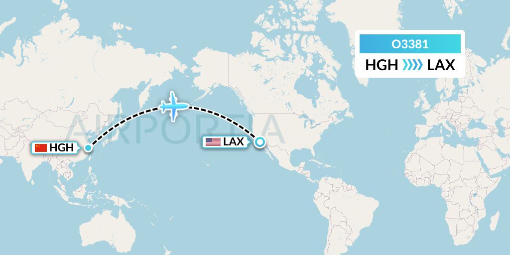 O3381 SF Airlines Flight Map: Hangzhou to Los Angeles