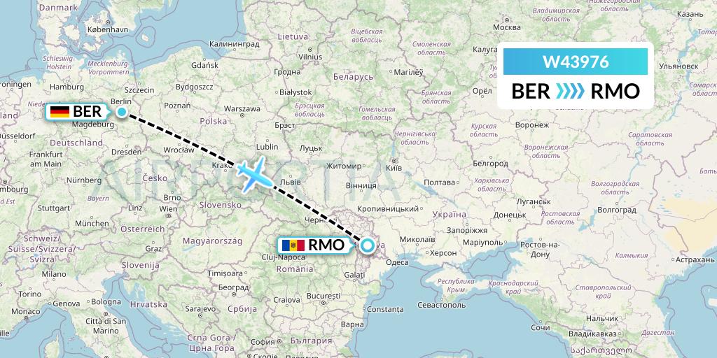 W43976 Wizz Air Malta Flight Map: Berlin to Chisinau