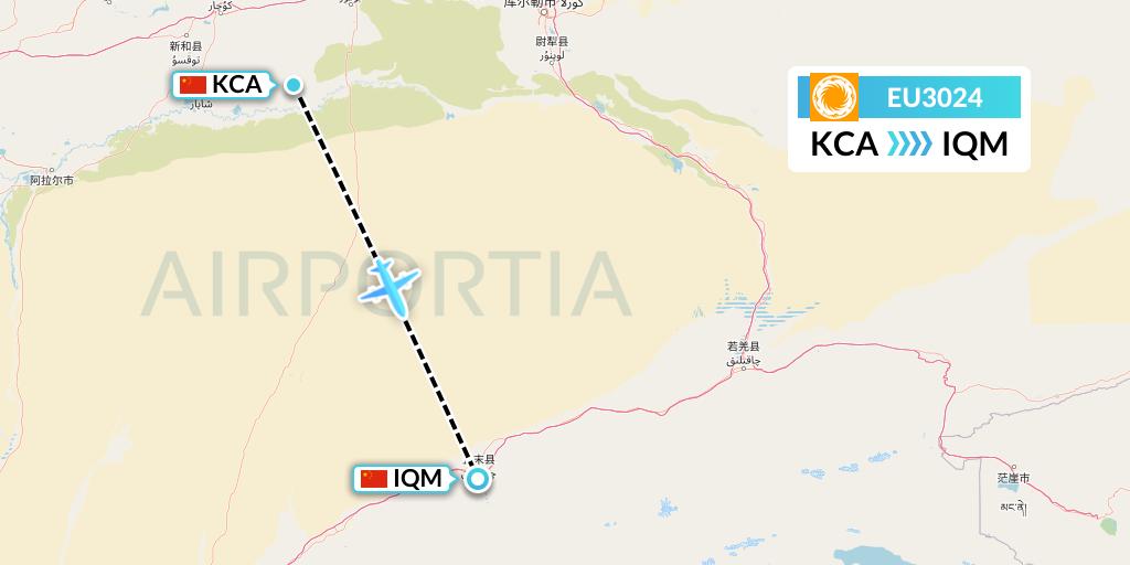 EU3024 Chengdu Airlines Flight Map: Kuqa to Qiemo