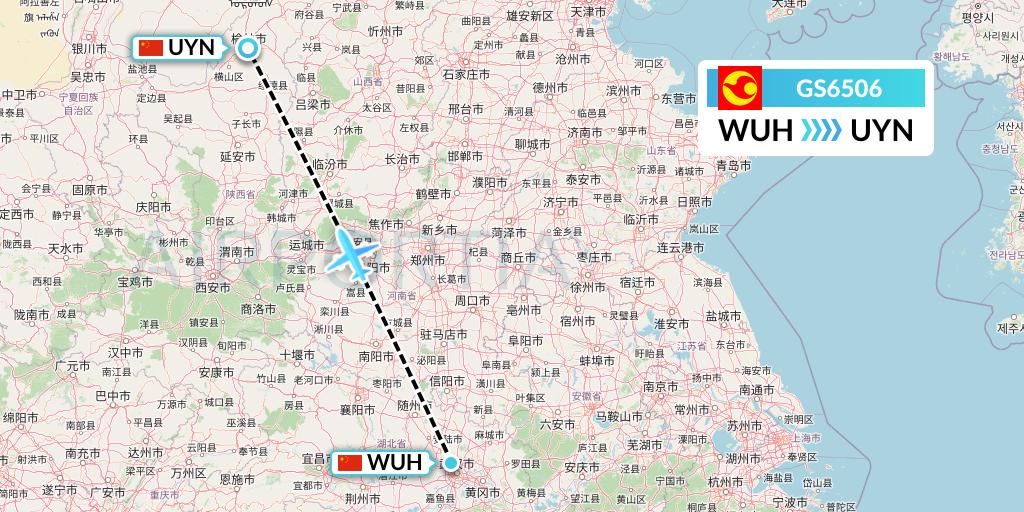 GS6506 Tianjin Airlines Flight Map: Wuhan to Yulin