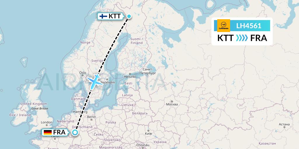 LH4561 Lufthansa Flight Map: Kittila to Frankfurt
