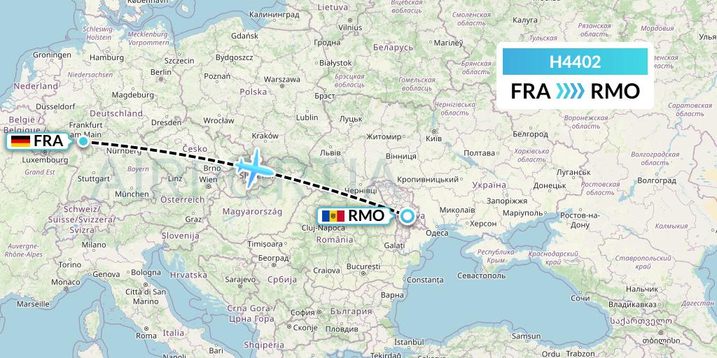 H4402 Hisky Europe Srl Flight Map: Frankfurt to Chisinau