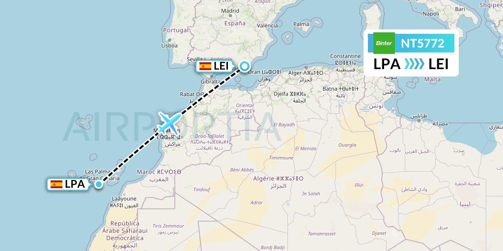 NT5772 Flight Status Binter Canarias: Las Palmas to Almeria (IBB5772)