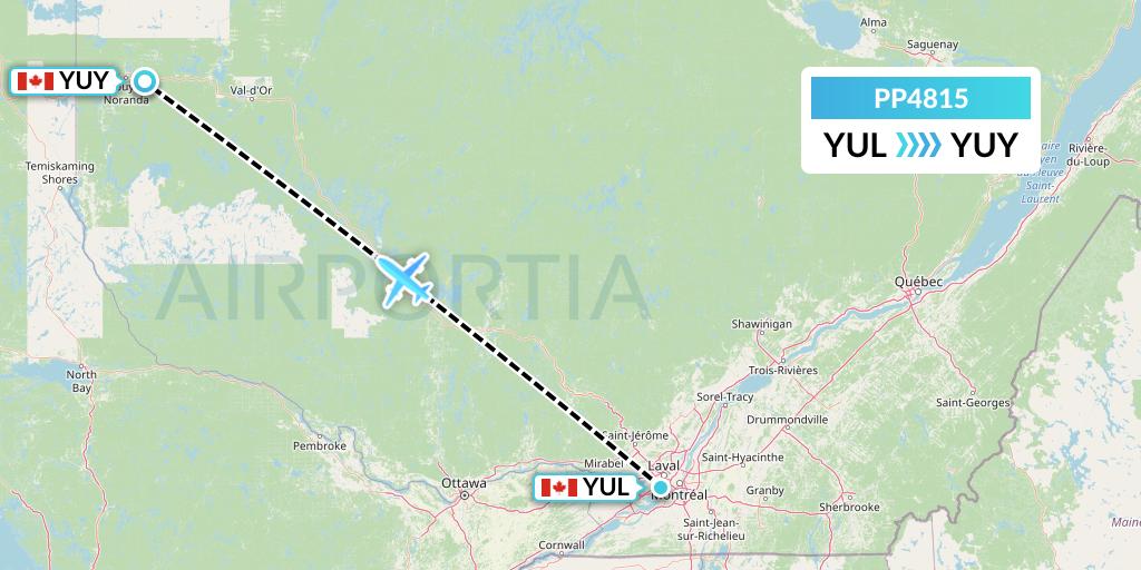 PP4815 Jet Aviation Business Jets Flight Map: Montreal to Rouyn