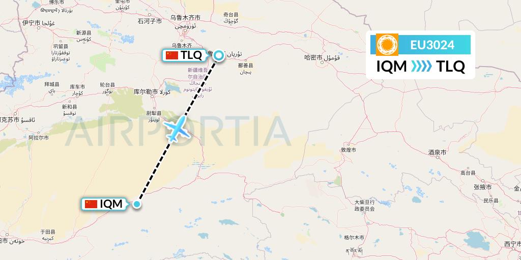 EU3024 Chengdu Airlines Flight Map: Qiemo to Turpan