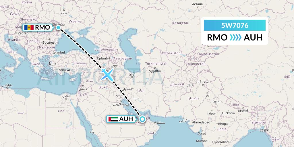 5W7076 Wizz Air Abu Dhabi Flight Map: Chisinau to Abu Dhabi