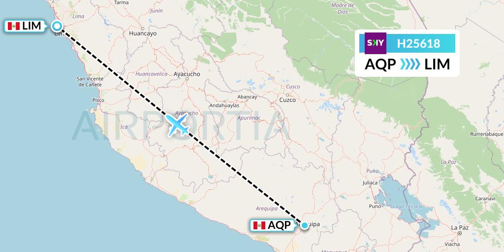 H25618 Sky Airline Flight Map: Arequipa to Lima