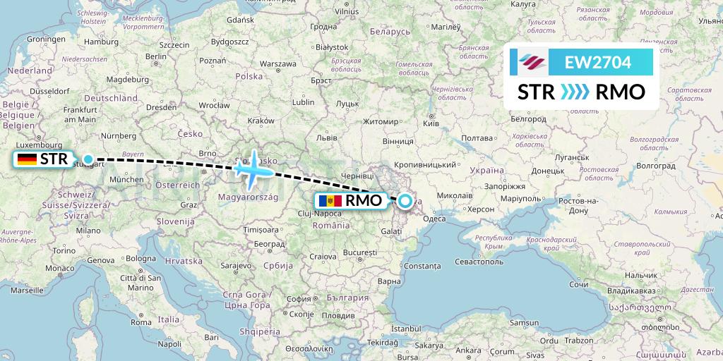 EW2704 Eurowings Flight Map: Stuttgart to Chisinau