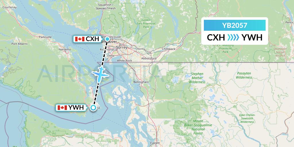 YB2057 Harbour Air Seaplanes Flight Map: Vancouver to Victoria