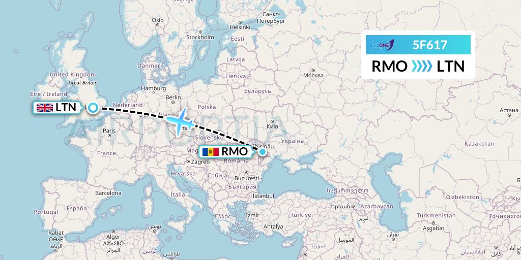 5F617 Fly One Flight Map: Chisinau to London