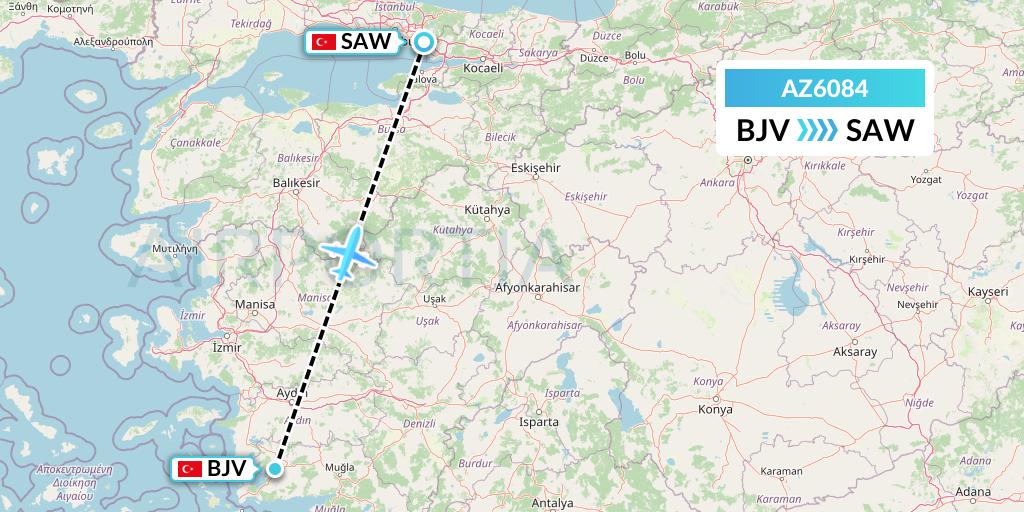 AZ6084 ITA Airways Flight Map: Bodrum to Istanbul