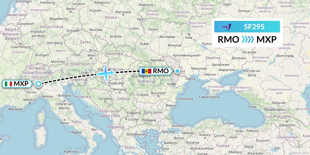 5F295 Fly One Flight Map: Chisinau to Milan